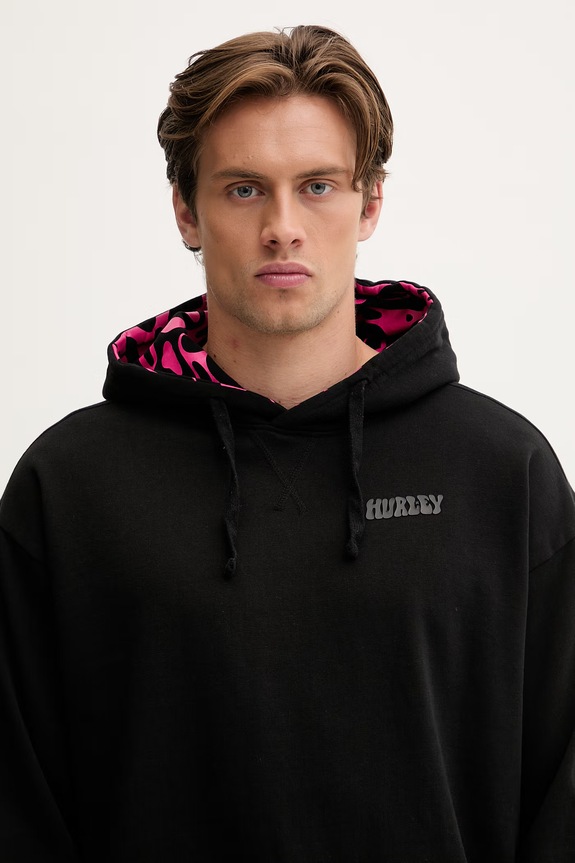 Hurley bluza z kapturem męska bawełniana BUBBLE czarny MFTEUMT0002