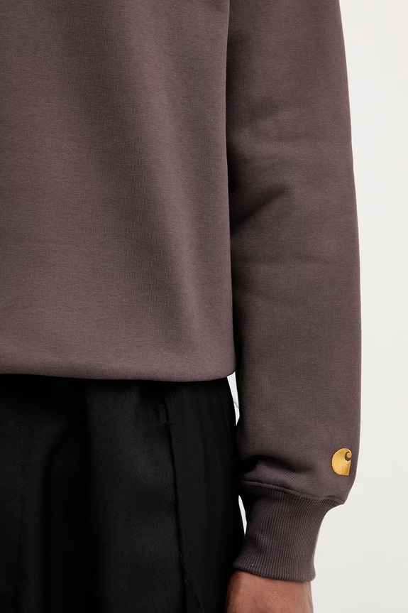 Carhartt WIP Chase Sweat суичър с качулка от памук мъжки кафяв I033660.3LNXX