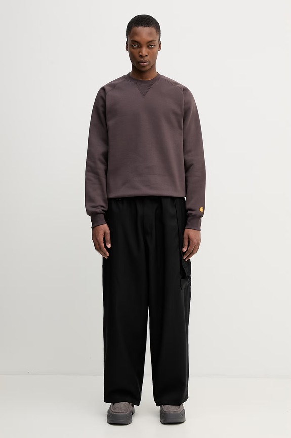 Carhartt WIP Chase Sweat суичър с качулка от памук мъжки I033660.3LNXX кафяв