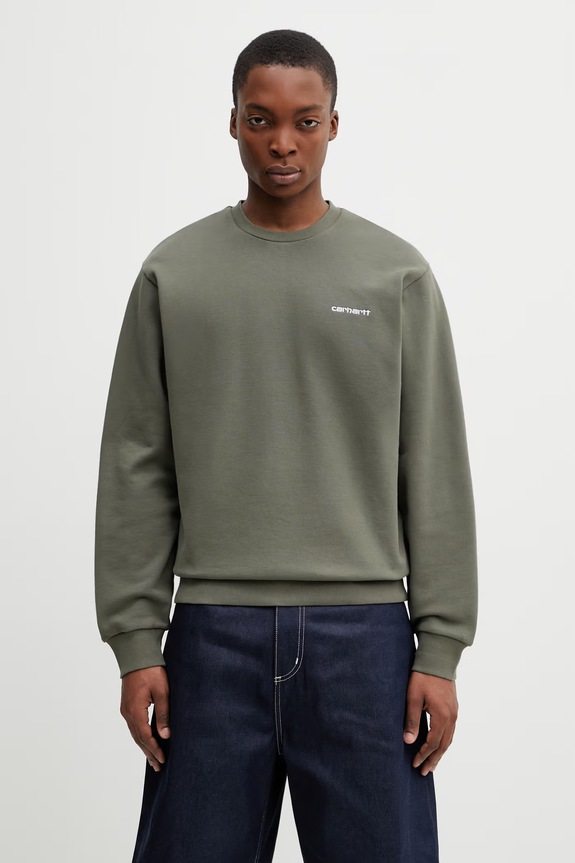 Carhartt WIP Script Embroidery Sweat bluza bawełniana damska zielony I034496.3LUXX