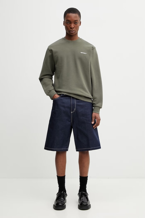 Carhartt WIP Script Embroidery Sweat bluza bawełniana damska I034496.3LUXX zielony