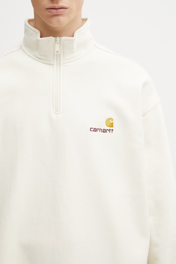 Carhartt WIP Half Zip American Script Sweat bluza męska bawełniana beżowy I027014.05XX
