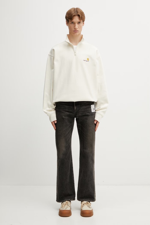 Carhartt WIP Half Zip American Script Sweat bluza męska bawełniana I027014.05XX beżowy