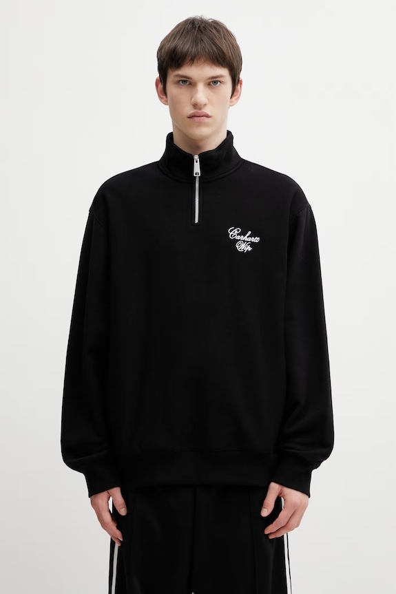 Carhartt WIP Longhand Half Zip Sweat Men's cotton sweatshirt black I036372.0D2XX