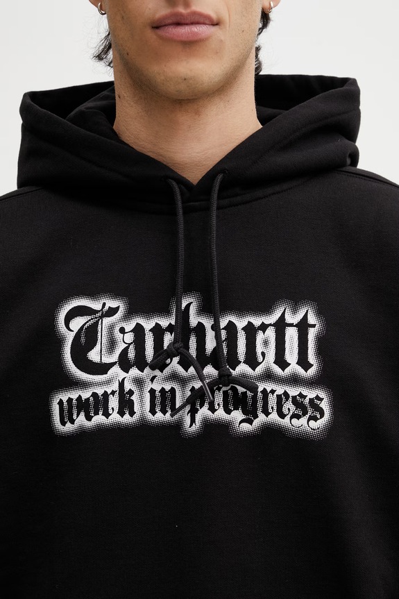 Carhartt WIP Hooded World Tour Sweat hanorac oversized cu bumbac pentru bărbați negru I036156.89XX
