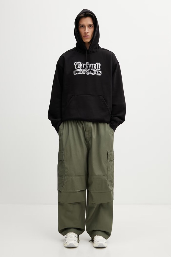 Carhartt WIP Hooded World Tour Sweat hanorac oversized cu bumbac pentru bărbați I036156.89XX negru