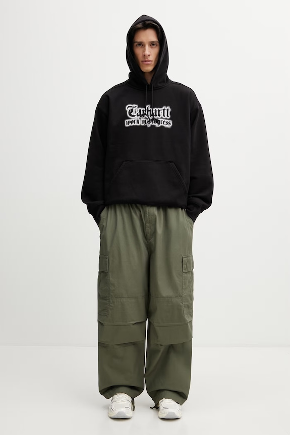 Carhartt WIP Hooded World Tour Sweat hanorac oversized cu bumbac pentru bărbați I036156.89XX negru