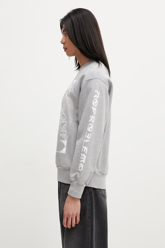 No Problemo Braniac bluza oversize bawełniana męska NP2000605 szary SS26