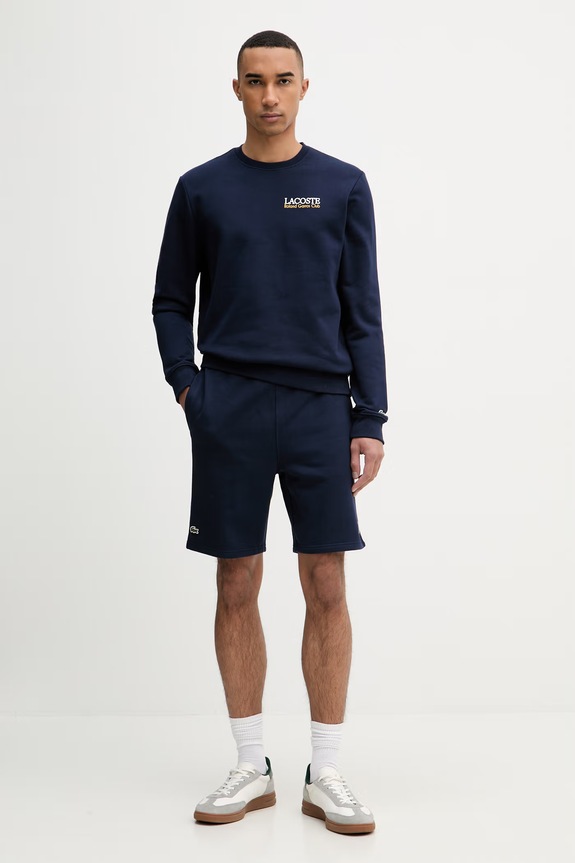 Lacoste bluza męska bawełniana SH0372 granatowy SS26