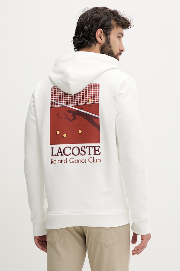Lacoste bluza z kapturem męska bawełniana biały SH0745