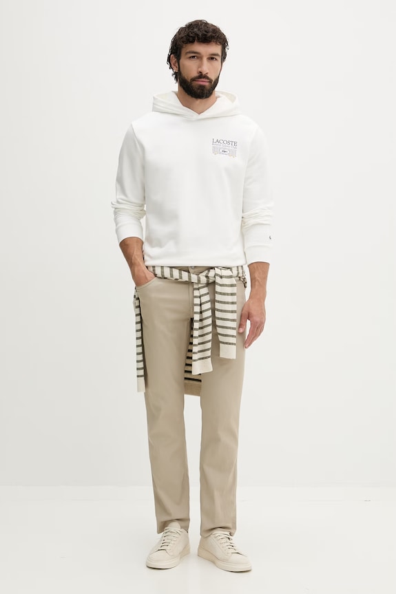 Lacoste bluza z kapturem męska bawełniana SH0745 biały SS26