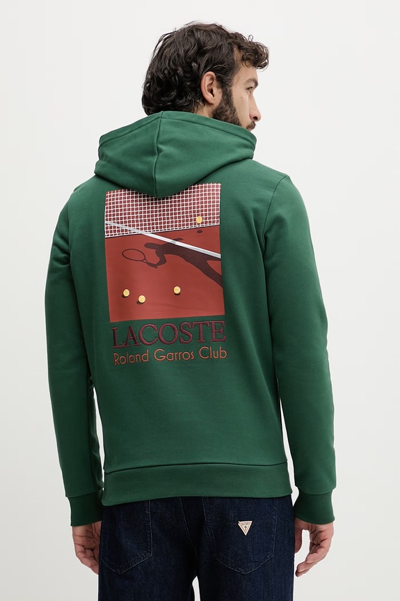 Odzież Lacoste bluza z kapturem męska bawełniana SH0745 zielony