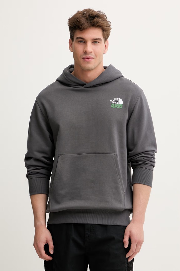 The North Face bluza z kapturem męska bawełniana 1966 MOTION szary NF0A8GAJRHI1