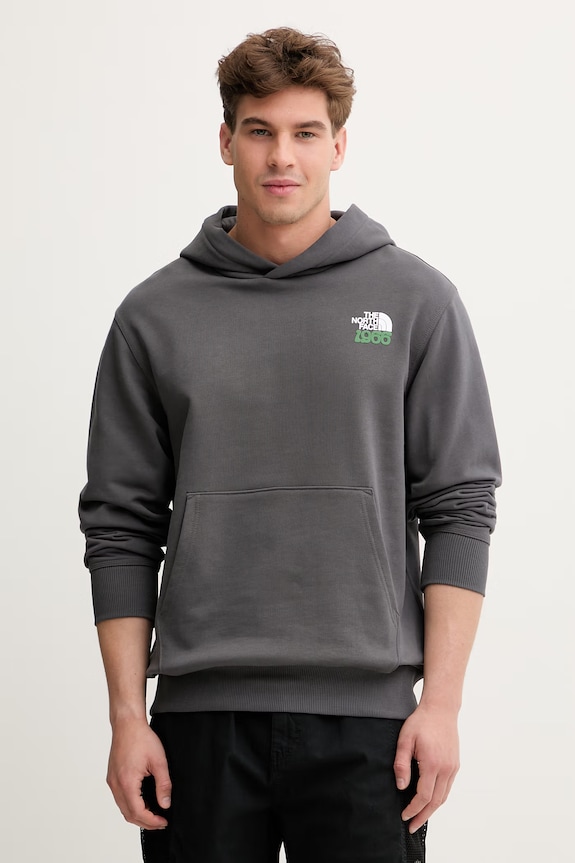 The North Face bluza z kapturem męska bawełniana 1966 MOTION szary NF0A8GAJRHI1
