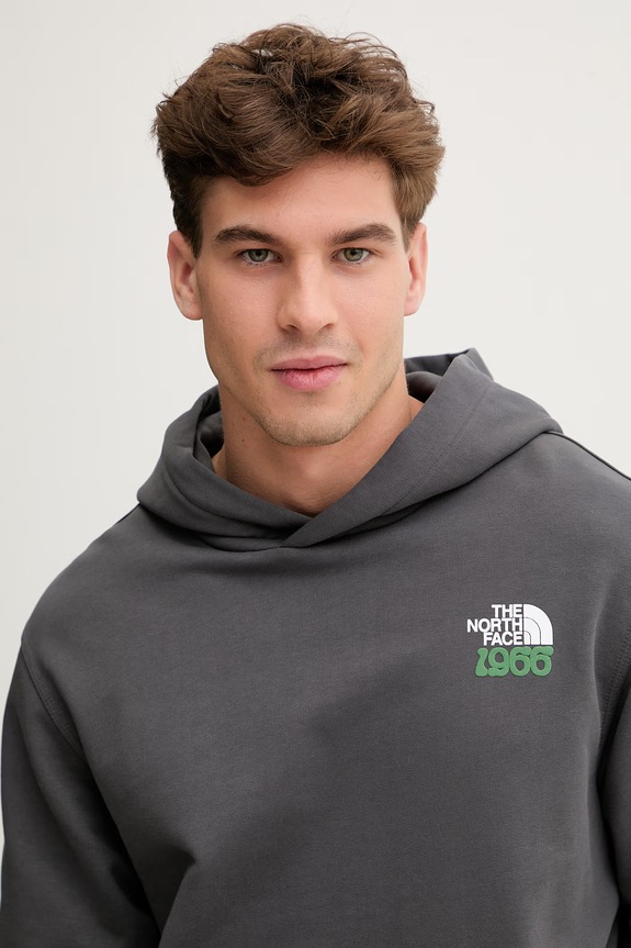 The North Face bluza z kapturem męska bawełniana 1966 MOTION szary NF0A8GAJRHI1