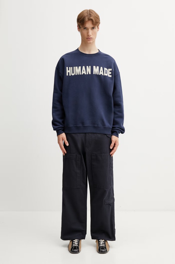 Human Made MENS KNITTED SWEAT SHIRT hanorac bumbac bărbătesc HM31CS004 bleumarin