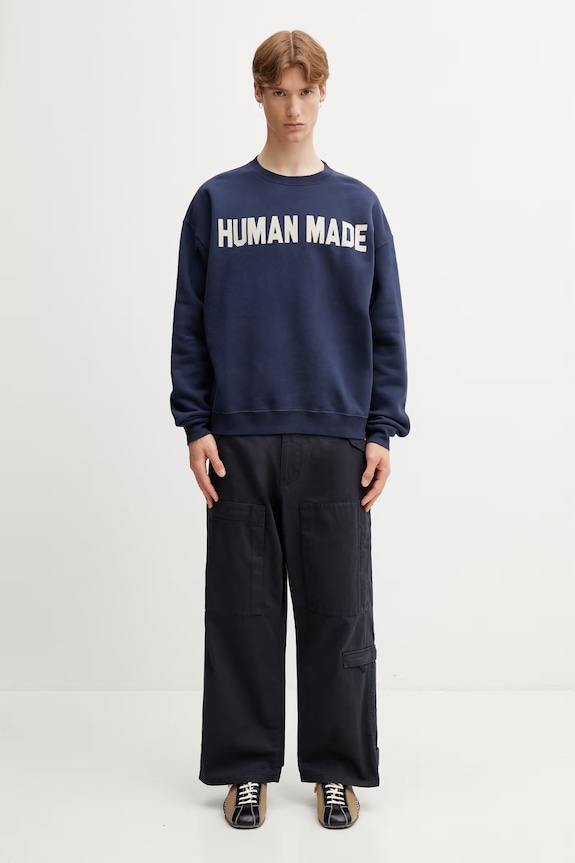 Human Made MENS KNITTED SWEAT SHIRT hanorac bumbac bărbătesc HM31CS004 bleumarin