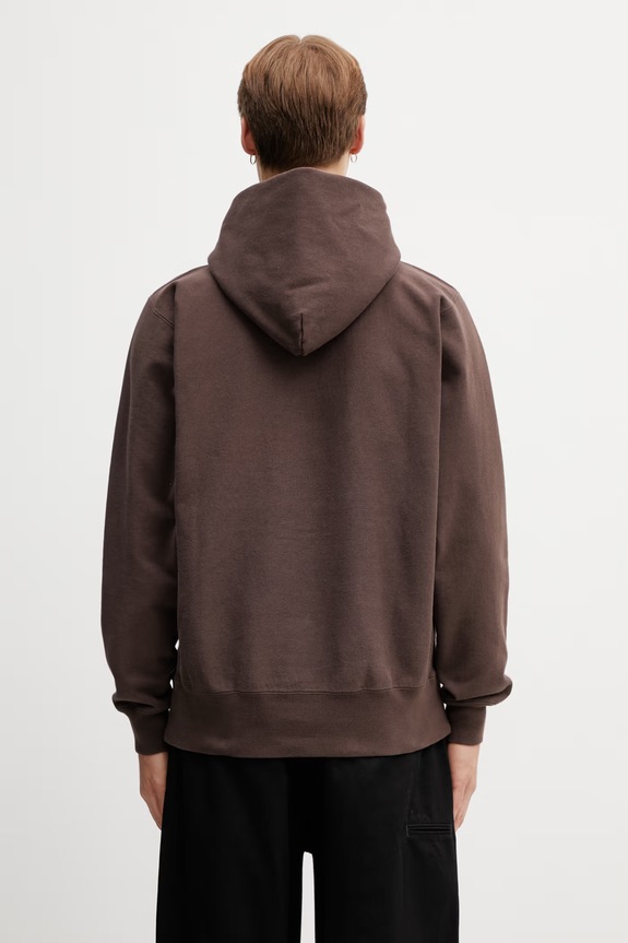 Odzież Human Made MENS KNITTED HOODIE bluza z kapturem męska bawełniana HM31CS036 brązowy