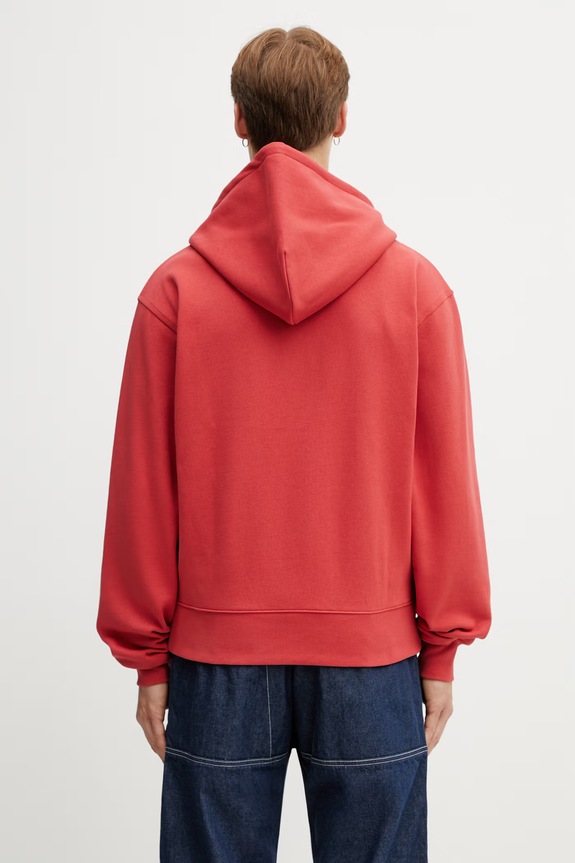 Odjeća Gramicci OVAL PATCH ZIP HOODED SWEATSHIRT od pamuka za muškarce G6SU.J120. crvena