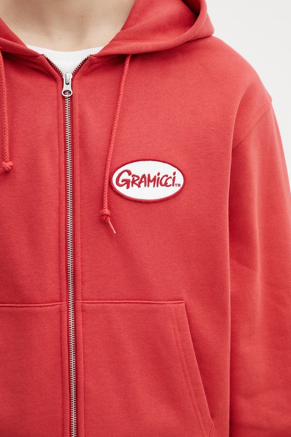 Gramicci OVAL PATCH ZIP HOODED SWEATSHIRT od pamuka za muškarce crvena G6SU.J120.
