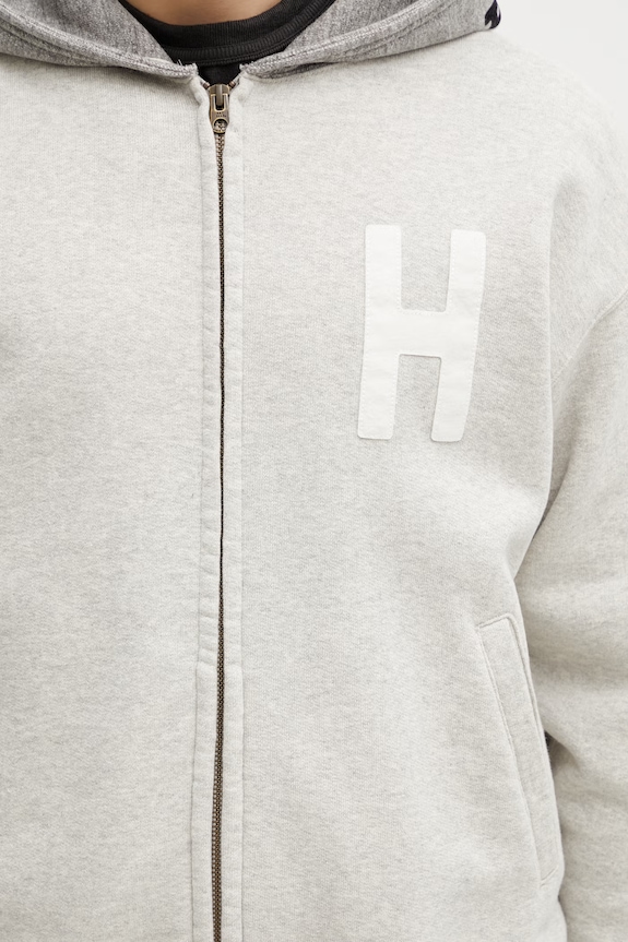Human Made суичър с цип и качулка от памук мъжки сив HM31CS018