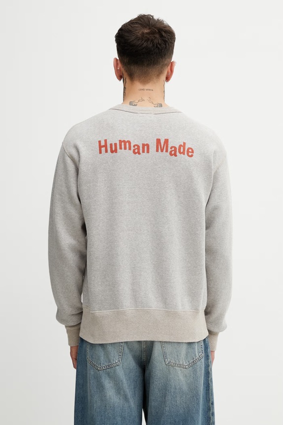 Дрехи Human Made суичър от памук мъжки HM31CS023 сив