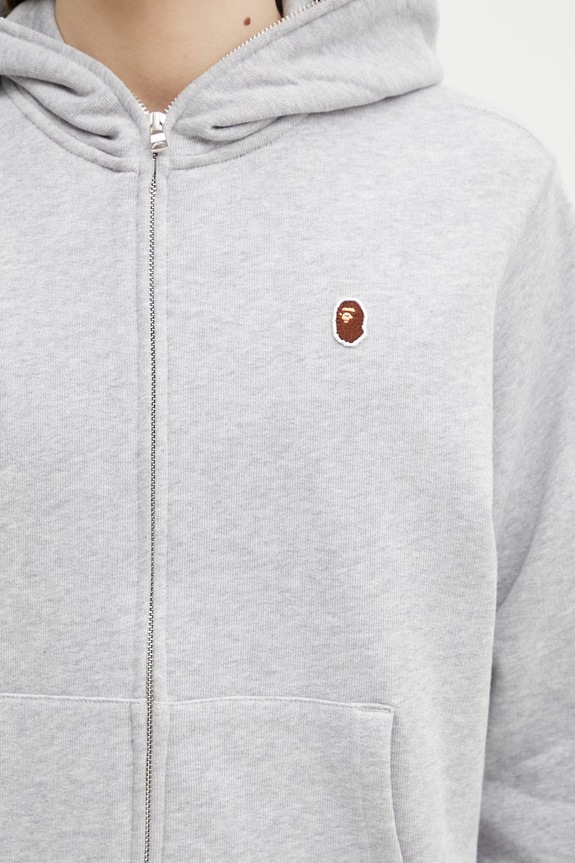 A Bathing Ape One Point Men's zip-up hoodie with cotton gray 0ZXSWM313151Q