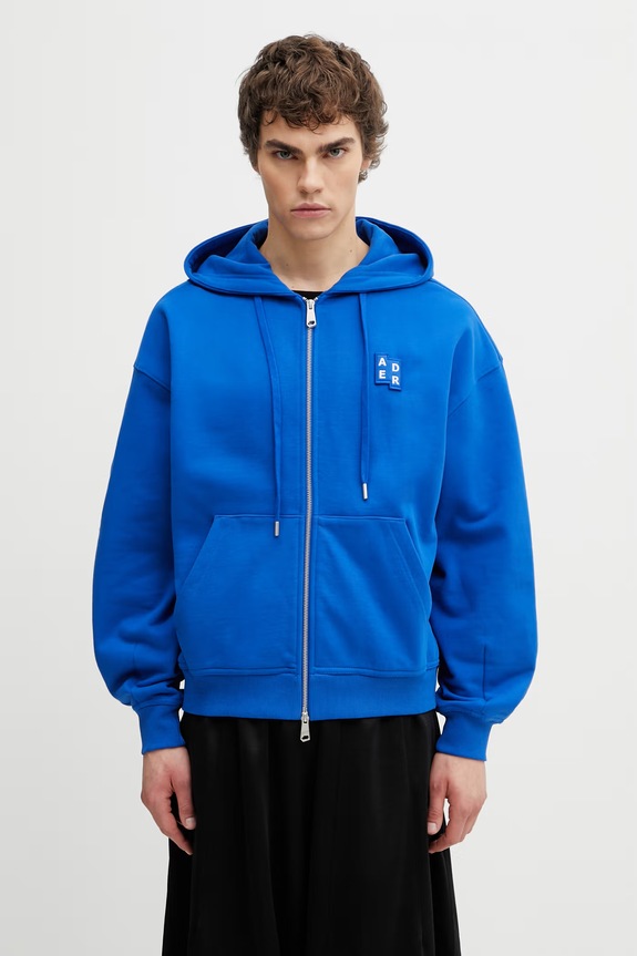 Ader Error кофта, яка розстібається, з капюшоном, бавовняна, жіноча блакитний BO42FYHD0402BL