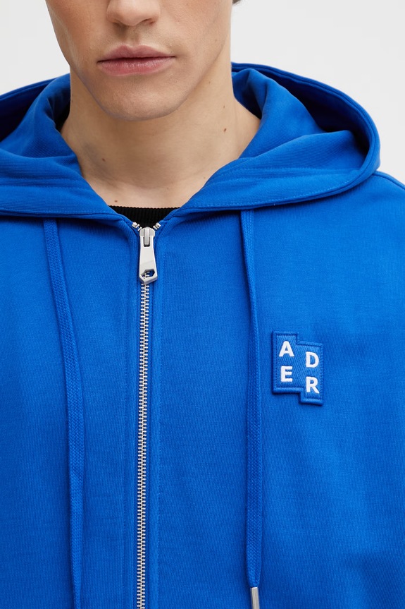 Ader Error кофта, яка розстібається, з капюшоном, бавовняна, жіноча блакитний BO42FYHD0402BL