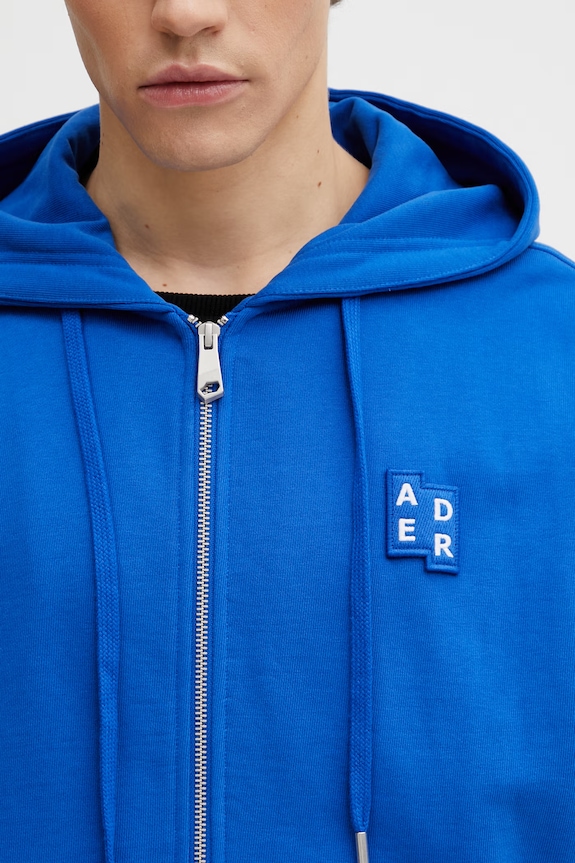 Ader Error кофта, яка розстібається, з капюшоном, бавовняна, жіноча блакитний BO42FYHD0402BL