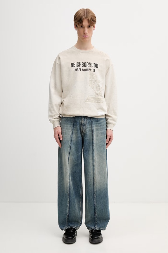 Neighborhood bluza oversize bawełniana męska 261FPNH.CSM08 beżowy