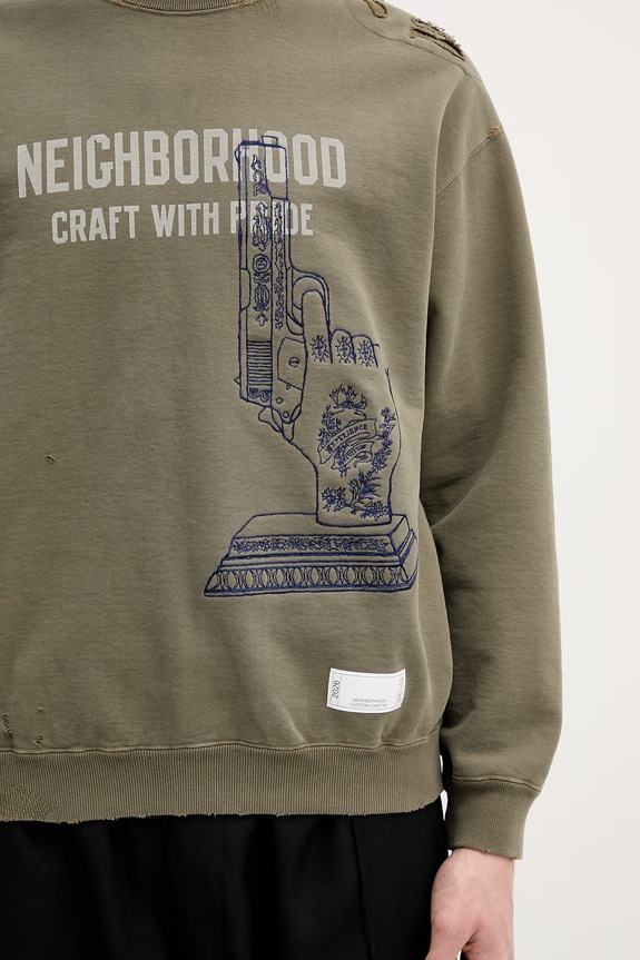 Neighborhood bluza oversize bawełniana męska zielony 261FPNH.CSM08