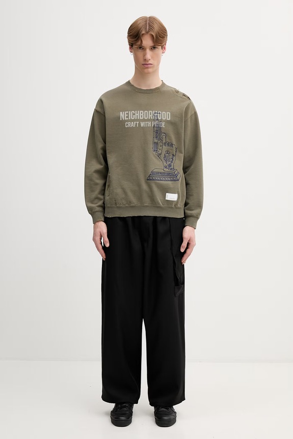 Neighborhood bluza oversize bawełniana męska 261FPNH.CSM08 zielony