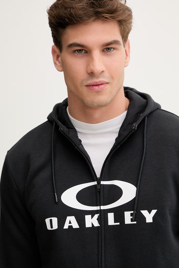 Oakley bluza rozpinana z kapturem męska z bawełną czarny FOA402598