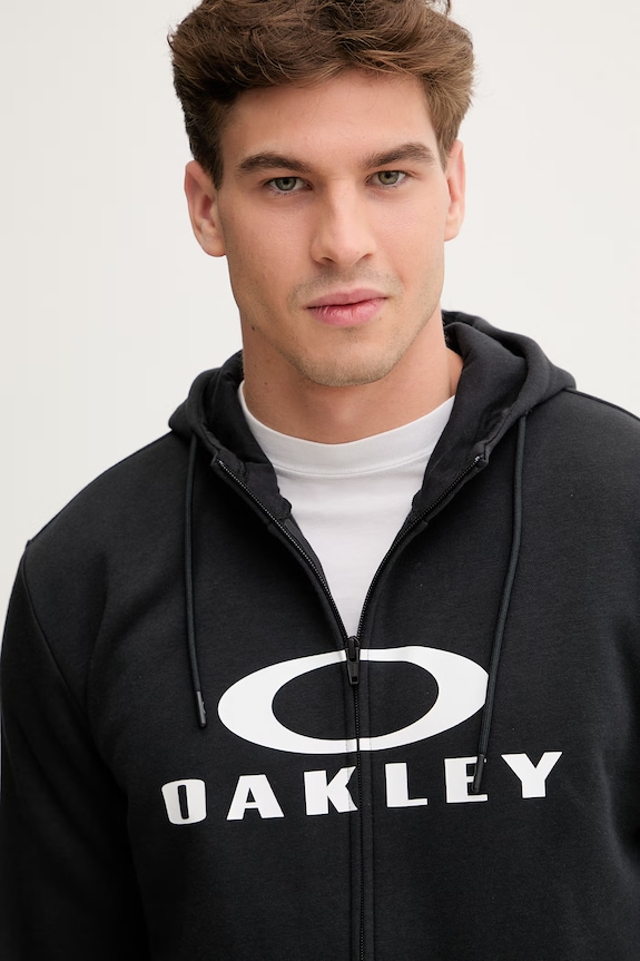 Oakley bluza rozpinana z kapturem męska z bawełną czarny FOA402598