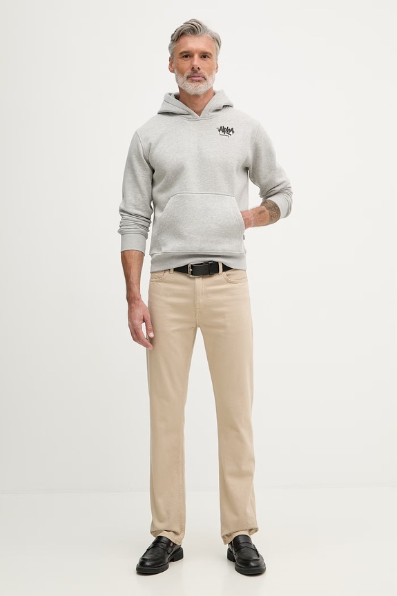 Alpha Industries mikina s kapucí pánská s bavlnou Signature 266350 šedá SS26