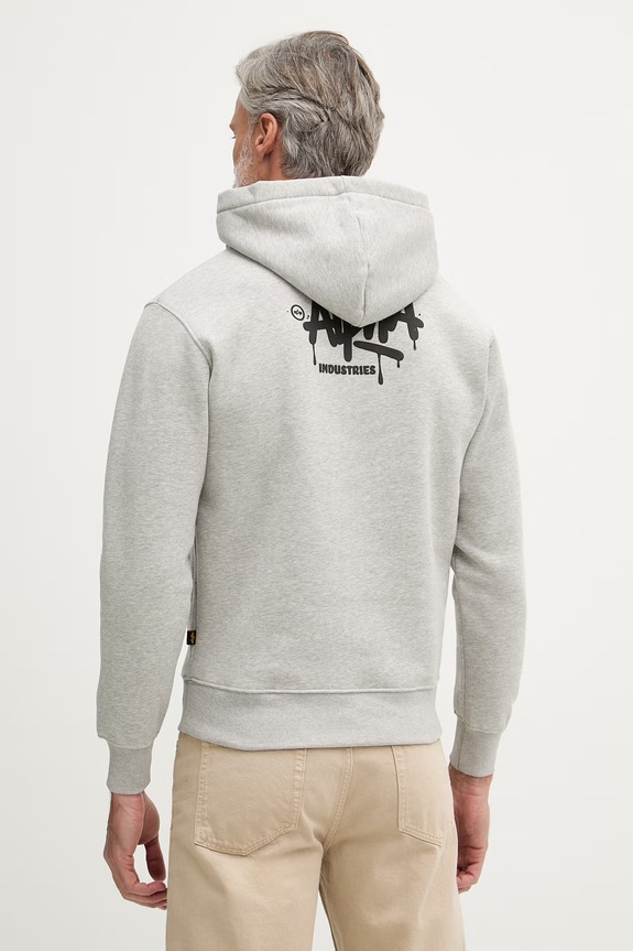 Oblečení Alpha Industries mikina s kapucí pánská s bavlnou Signature 266350 šedá