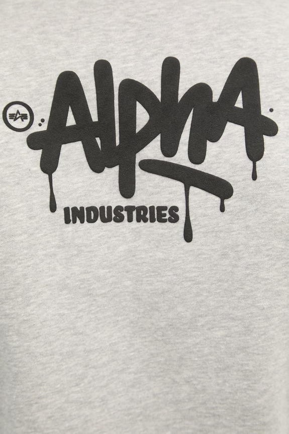 Alpha Industries mikina s kapucí pánská s bavlnou Signature 266350 šedá