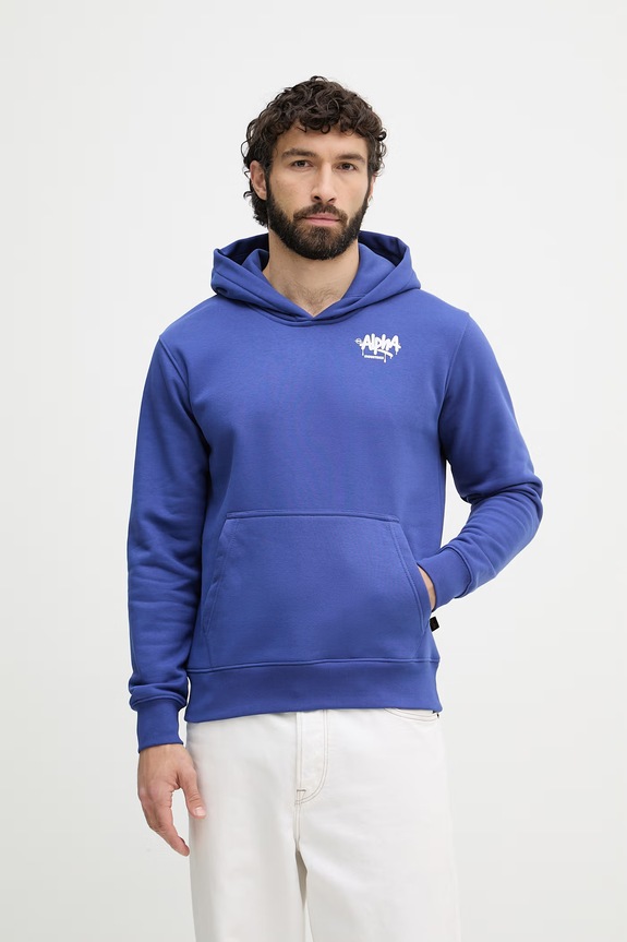 Alpha Industries dukserica sa kapuljačom za muškarce s pamukom Signature ljubičasta 266350