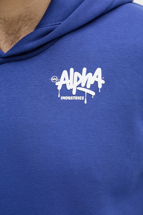 Alpha Industries pulover s kapuco moški z bombažem Signature 266350 vijolična