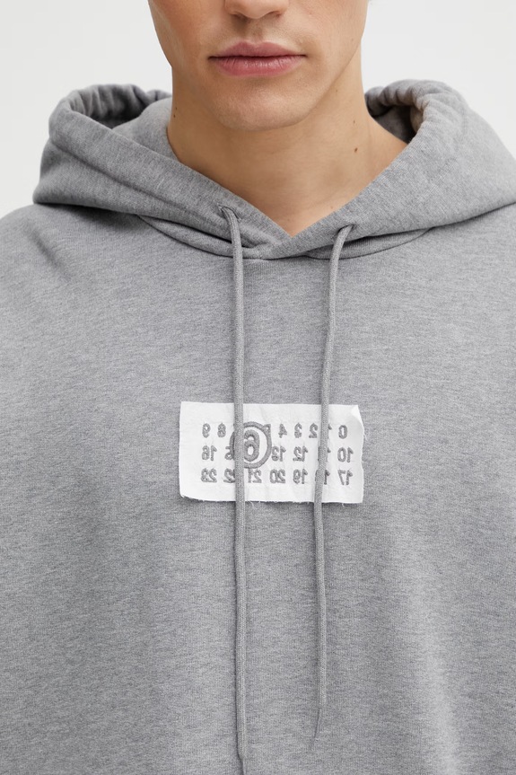 MM6 Maison Margiela Μπλούζα με κουκούλα ανδρική βαμβακερή γκρί SH2GU0034.S25337