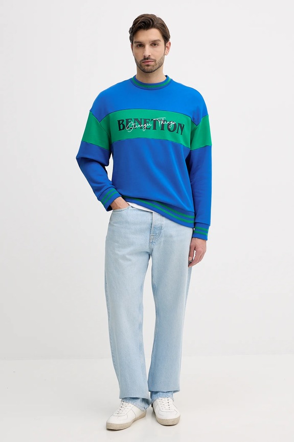 Хлопковая кофта United Colors of Benetton x Stranger Things 342ZU10BA голубой SS26