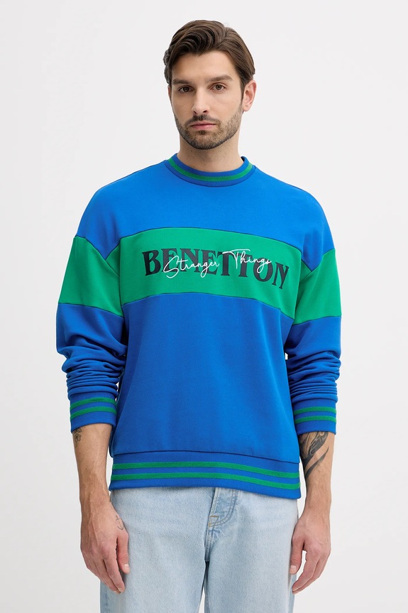 Хлопковая кофта United Colors of Benetton x Stranger Things голубой 342ZU10BA