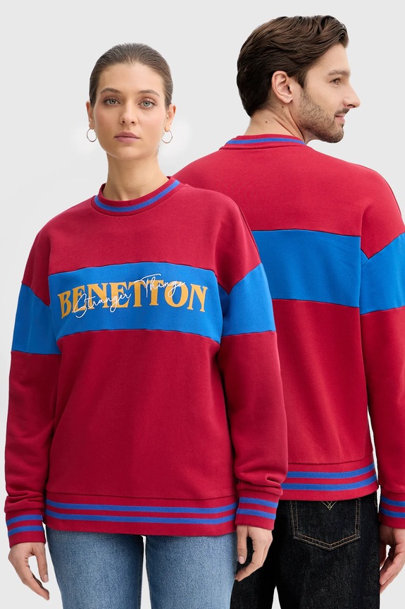 Хлопковая кофта United Colors of Benetton x Stranger Things хлопок бордо 342ZU10BA