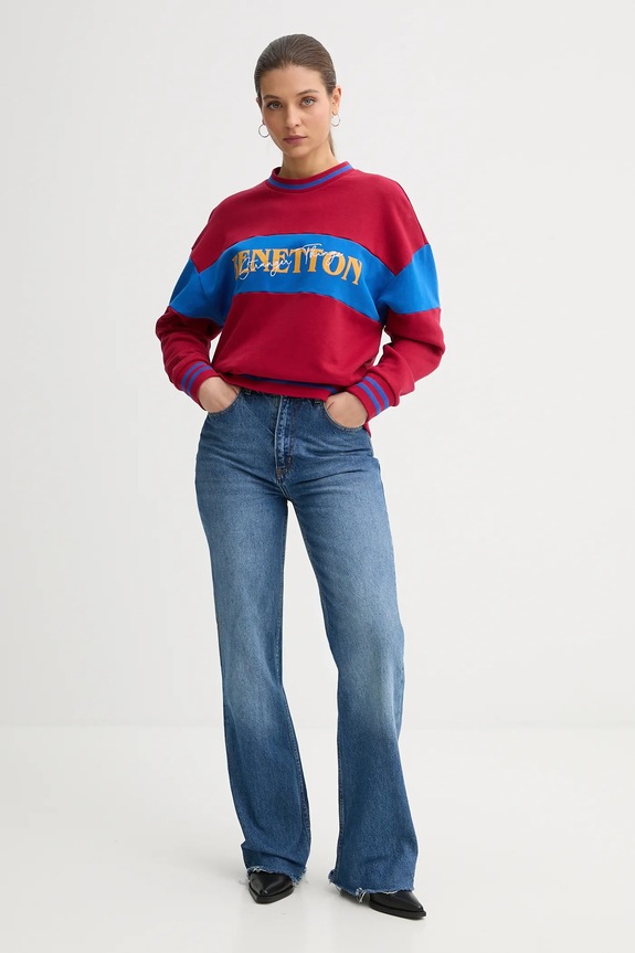 Одежда Хлопковая кофта United Colors of Benetton x Stranger Things 342ZU10BA бордо