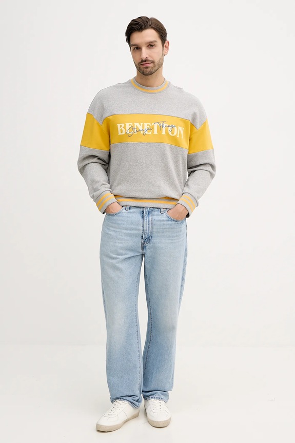 Бавовняна кофта United Colors of Benetton x Stranger Things 342ZU10BA сірий SS26