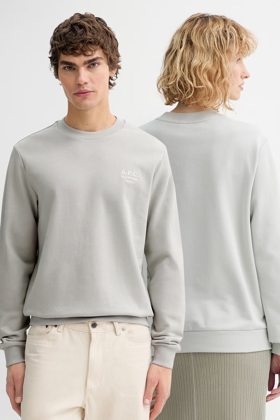 A.P.C. felső SWEAT STANDARD RUE MADAME elasztánnal szürke COHGR.M27913