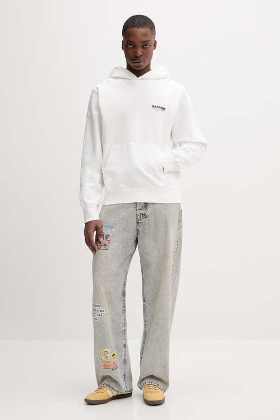 Barrow bluza z kapturem bawełniana biały S6BWUAHS075