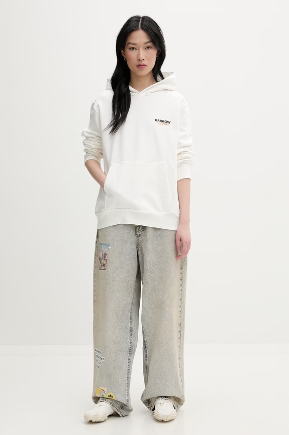 Barrow bluza z kapturem bawełniana S6BWUAHS075 biały