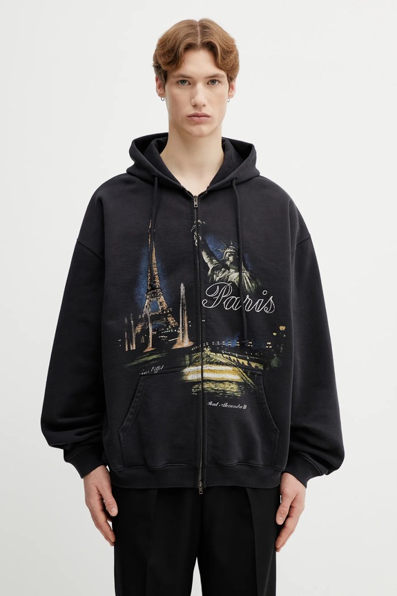 Mikina VETEMENTS Paris Tourist potisk černá ME76ZU242B